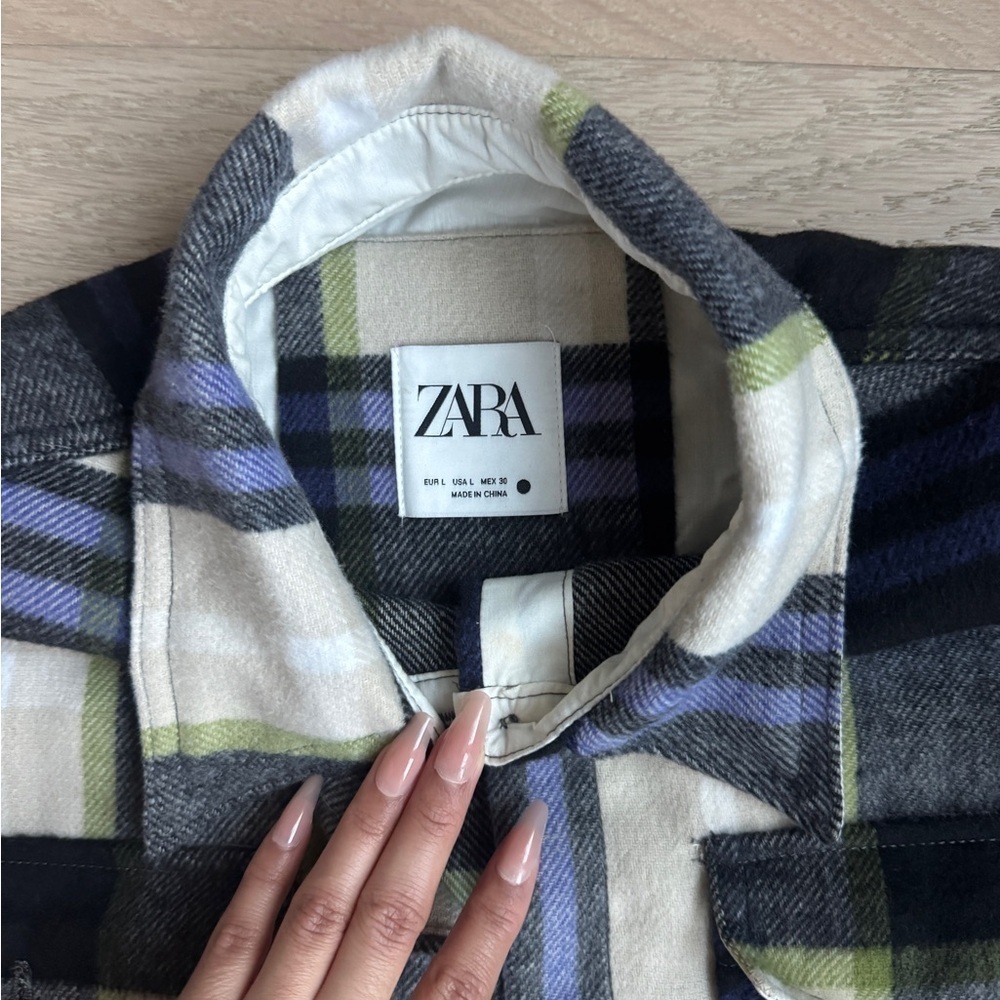 ZARA Wool Bled Plaid Coat - Picture 4 of 5